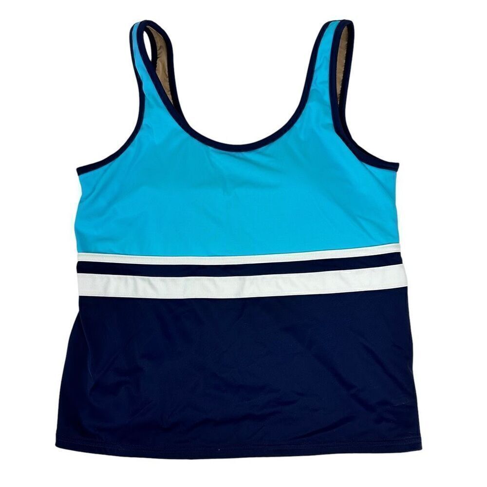 L.L. Bean Tank Tankini Swimsuit Top Teal Blue size 12 - Picture 2 of 7